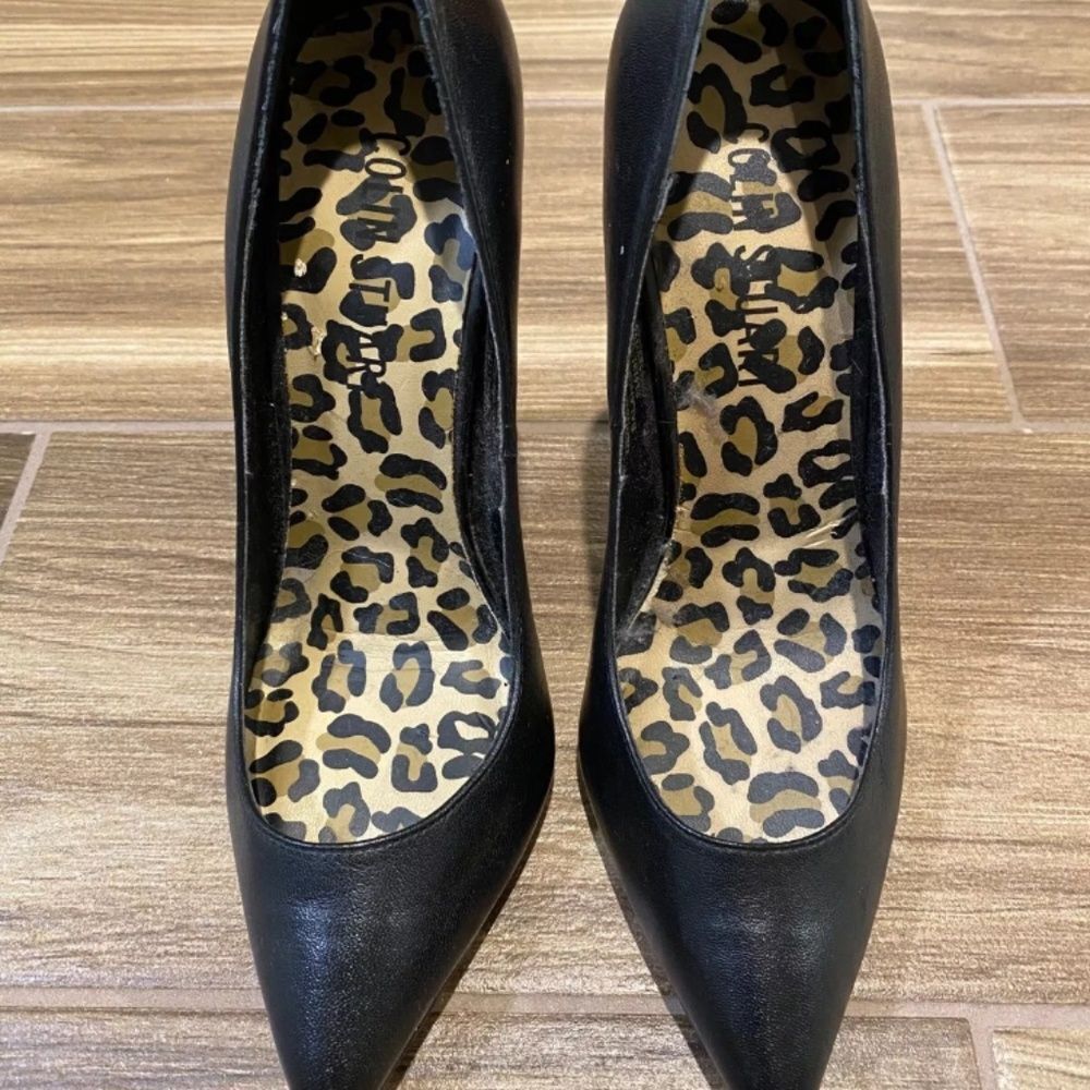 Victoria's Secret Colin Stuart Black Animal Stiletto Heels Sz 5 Pumps NEW VTG